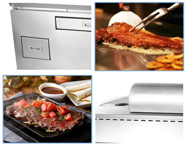 Gas Japanese Teppanyaki Stainless Steel Cooking Equipment Meet Griddle Vertical Grill For Hotel