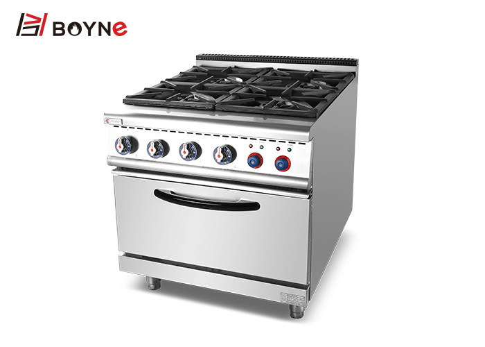 SS Commercial Catering Equipment , 4 Burner Gas Range With Electric
