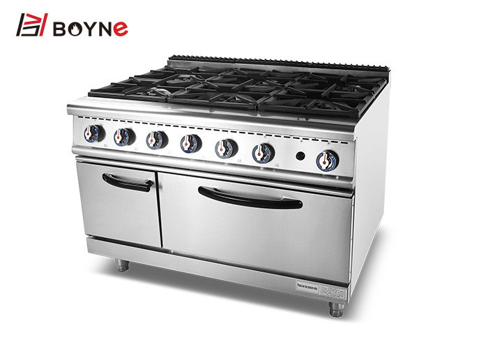 Heavy Duty Kitchen Equipment , Commercial 6 Burner Range Convection Oven