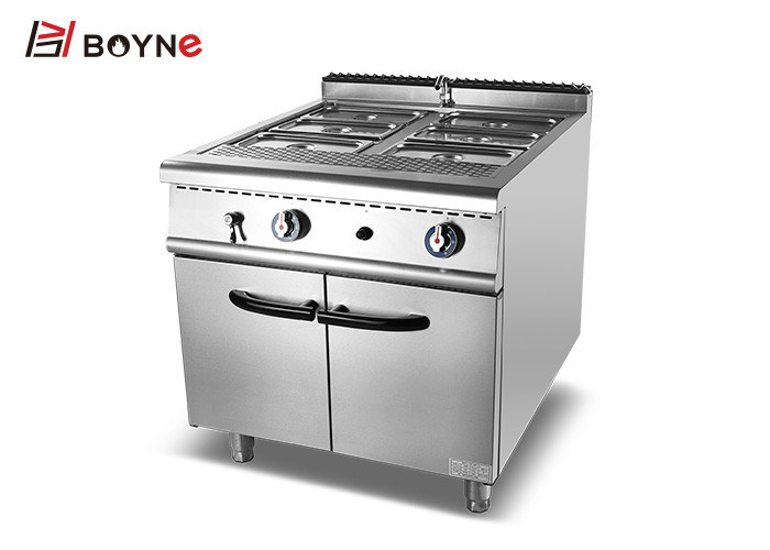 Two Burner Stainless Steel Gas Bain Marie With Cabinet Commercial