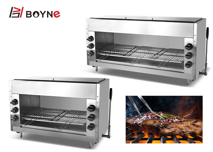 30KW Gas Salamander 2 Racks 6 Burner Stainless Steel Food Toaster For