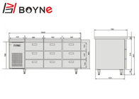 Counter Industrial Catering Fridge Self - Closing Nine Drawers SS201 Adjustable Temperature