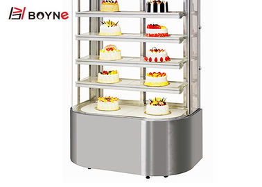 Industrial Vertical Cake Display Fridge Stainless Steel 5 Layer Sliding Door Danfoss Compressor