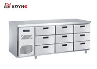Counter Industrial Catering Fridge Self - Closing Nine Drawers SS201 Adjustable Temperature