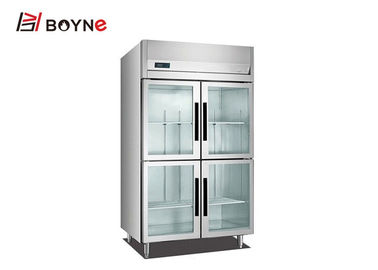 Upright Industrial Catering Fridge Stainless Steel Kitchen Display Four Glass Door