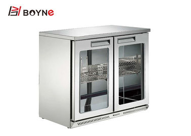 Low Voice Beverage Display Fridge , Clear Glass Double Door Catering Fridge