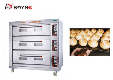 Three Decks Commercial Gas Bread Ovens , Economic Gas Power Commercial Bread Baking Oven