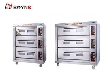 Three Decks Commercial Gas Bread Ovens , Economic Gas Power Commercial Bread Baking Oven