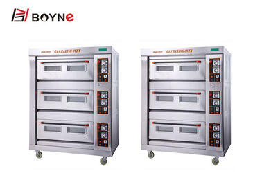 Gas Industrial Baking Oven Three Deck Six Tray Layer Controlled Separately 20°C~400°C