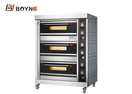 Handle Electric Industrial Baking Oven Three Layers Six Trays