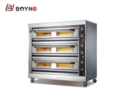 High Temperature 304 Industrial Baking Oven 3 Deck 9 Trays