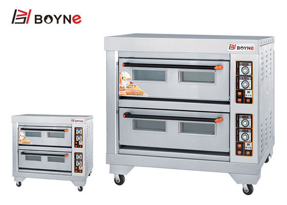 High Temperature Bakery Deck Oven Stainless Steel 2 Deck 4 Trays Bread Oven