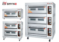 Commercial Gas Bakery Kitchen Equipment  Stainless Steel Double Deck Four Trays Bread Oven