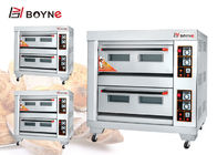 Three deck Six Trays Gas Oven Bakery Pizza Oven With Stone For Restaurant