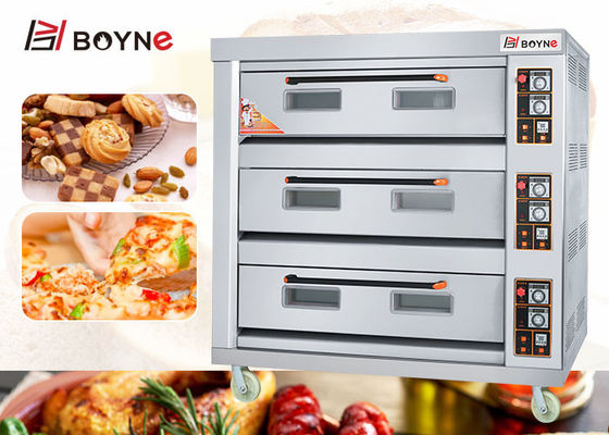 Stainless Steel Gas Three Layer Nine Trays Deck Oven Mechanical Panel