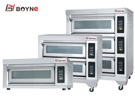 Three Layer Six Trays Deck Oven With Long Glass Electric 380v  with digital computer