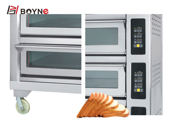 380V Microcomputer Control Commercial Stainless Steel Two Deck Six Trays Bakery Oven