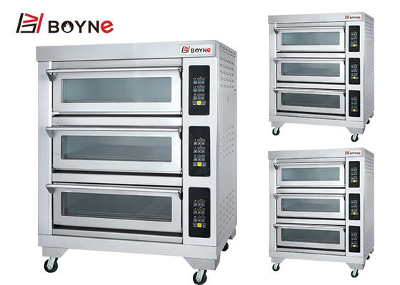 Stainless steel Comercial Microcomputer Three Deck Six Trays Electric Bakery Oven