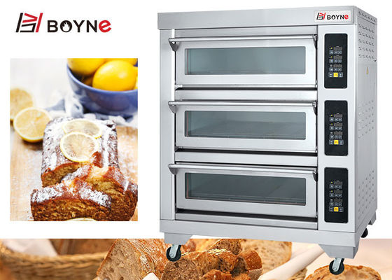 Stainless steel Comercial Microcomputer Three Deck Six Trays Electric Bakery Oven