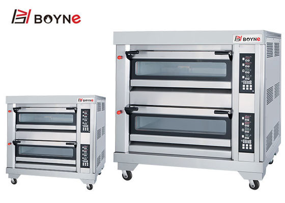 Stainless Steel High End Commercial Bakery Kitchen Equipment Two Deck Four Trays Gas Oven