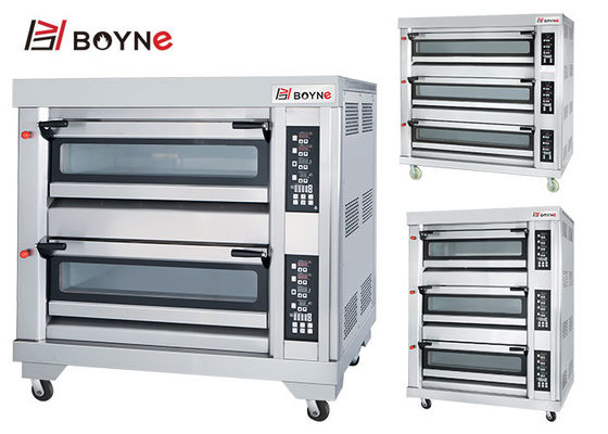 Stainless Steel High End Commercial Bakery Kitchen Equipment Two Deck Four Trays Gas Oven