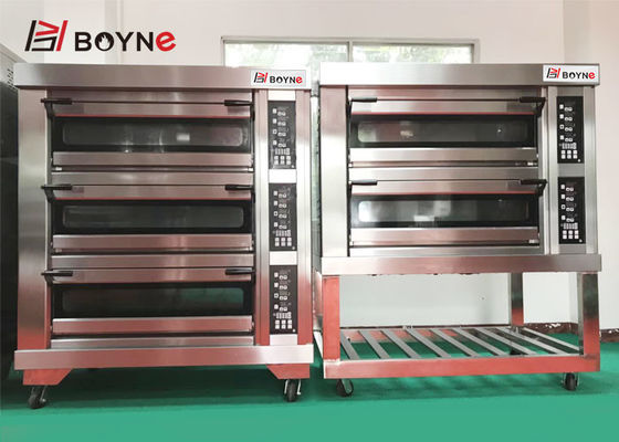 Stainless Steel High End Commercial Bakery Kitchen Equipment Two Deck Four Trays Gas Oven