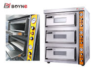 Stainless Steel Commercial Pizza Oven Three Deck Bakery Oven With Stone