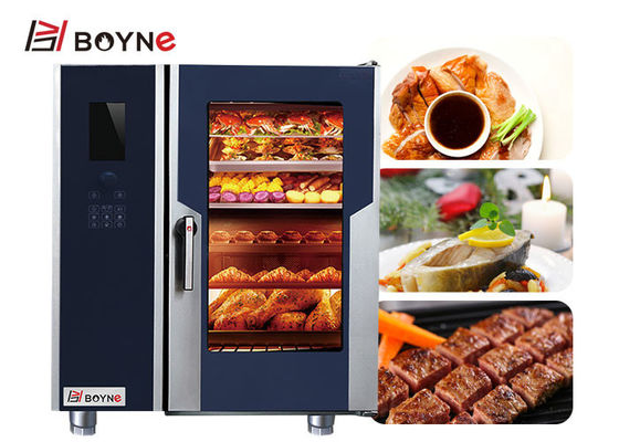 Stainless Steel 10 Trays Steam Combi Oven With Injection LCD Version of updated type