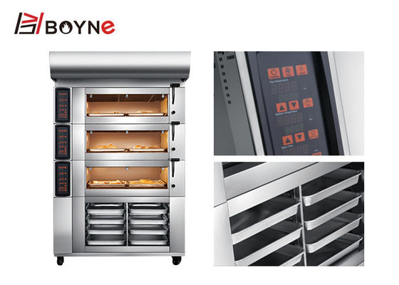 Digital Tube Heating SS Touch Screen Baking Oven 3 Deck 6 Trays