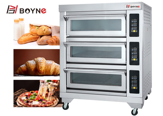 Commercial Industrial Three Layer Six Trays Deck Oven With Long Glass Electric 380v