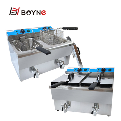 220V Commercial Kitchen Cooking Equipment Deep Fryer Double Tank