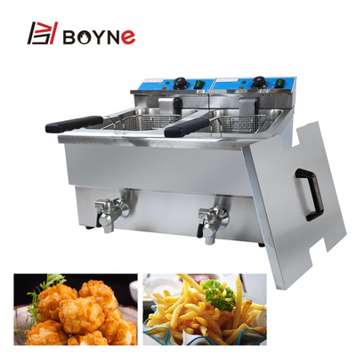 220V Commercial Kitchen Cooking Equipment Deep Fryer Double Tank