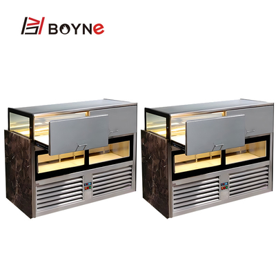 Commercial Open Drawer Type Chocolate Cake Display Cabinet with stainless steel material with painting