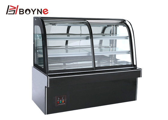 Curve Glass Front Door Opened Cake Display Case With LED Light