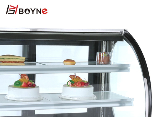 White Colour Arc Shape Bakery Pastry Display Chiller Slide Door Cabinet