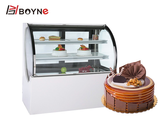 White Colour Arc Shape Bakery Pastry Display Chiller Slide Door Cabinet