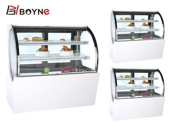 White Colour Arc Shape Bakery Pastry Display Chiller Slide Door Cabinet