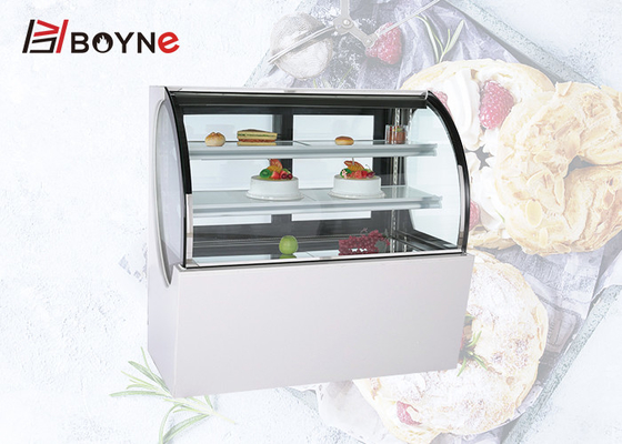 White Colour Arc Shape Bakery Pastry Display Chiller Slide Door Cabinet