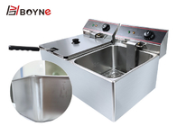 6.5kw Commercial Kitchen Cooking Equipment 2 Tank 11L Stainless Steel Deep Fryer
