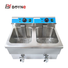 Counter Top Commercial Kitchen Cooking Equipment Double Tank 12L Deep Fryer With Oil Filter