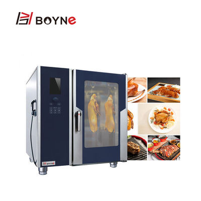 18.5kw Commercial Kitchen Cooking Equipment 10 Trays Steam Combi Oven With Injection LCD Version