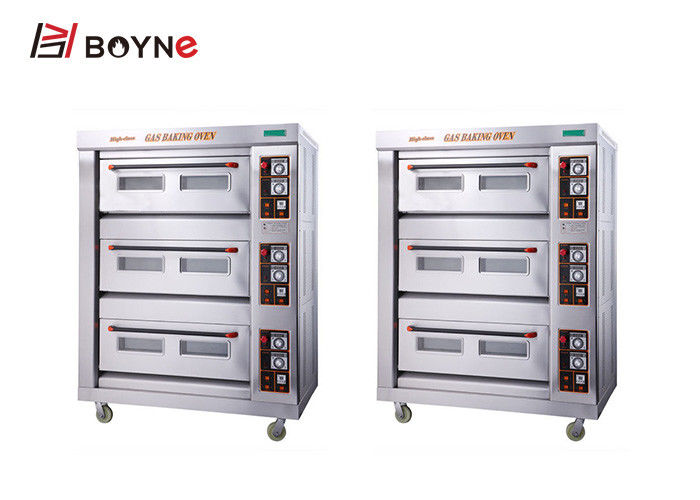 Gas Industrial Baking Oven Three Deck Six Tray Layer Controlled Separately 20°C~400°C