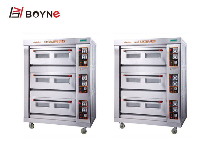 Gas Industrial Baking Oven Three Deck Six Tray Layer Controlled Separately 20°C~400°C