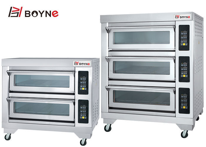 Three Layer Six Trays Deck Oven With Long Glass Electric 380v  with digital computer