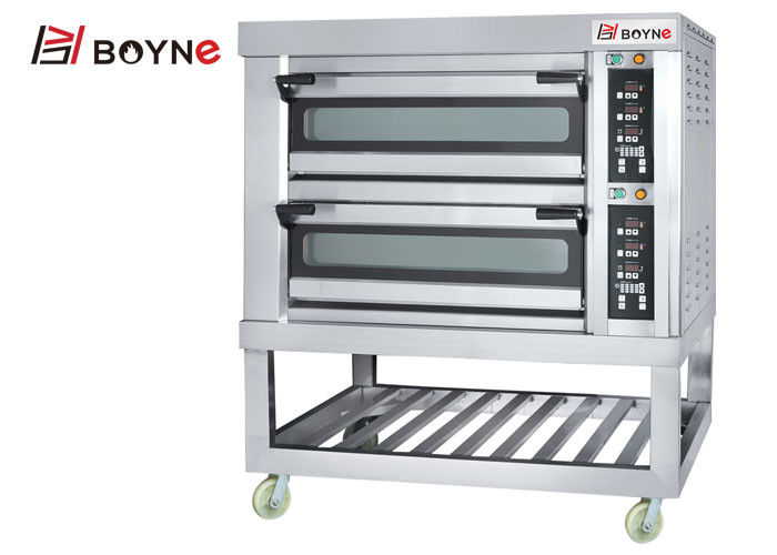 Double Layer Four Trays Electric Oven Stainless Steel For Bakery computer touch