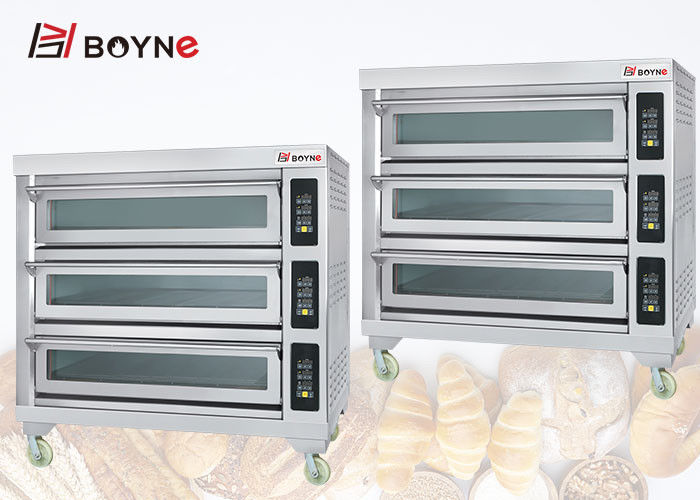 Microcomputer Controlled Electric Deck Oven Double Deck Six Trays Oven For Bread Pizza