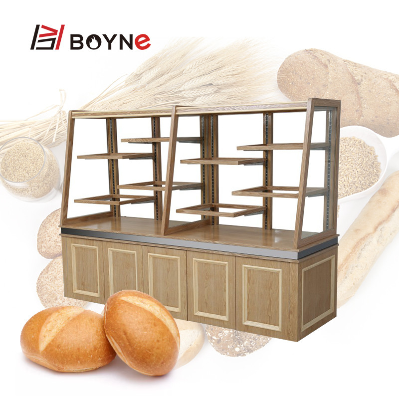 Tempered Glass Commercial Central Island Bread Cabinet For Coffee Shop